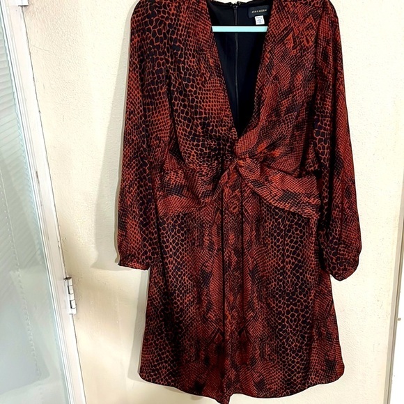 EVA & AIDEN dress size L animal print Rust black long sleeve - Picture 1 of 6